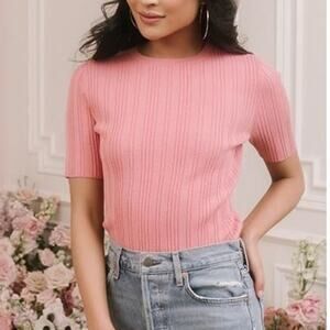 Rachel Parcell Pink Ribbed Knit Sweater